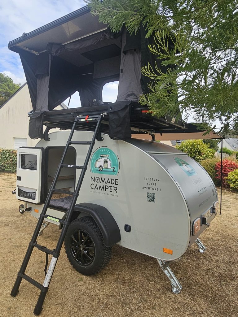 Mini Caravane Teardrop, La Ligerienne, Nomade Camper, Porte Vélo Thule, Tente De Toit Toute Saison Rock Cruiser Pro Wildland (1)
