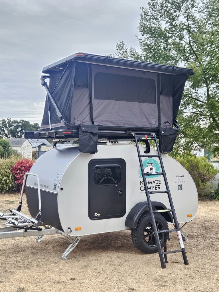 Mini Caravane Teardrop, La Ligerienne, Nomade Camper, Porte Vélo Thule, Tente De Toit Toute Saison Rock Cruiser Pro Wildland (2)
